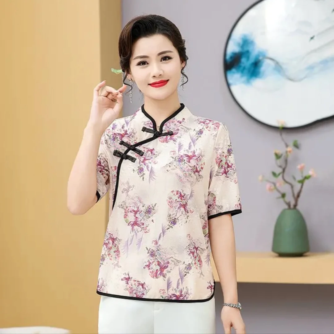 五分袖中式旗袍小衫