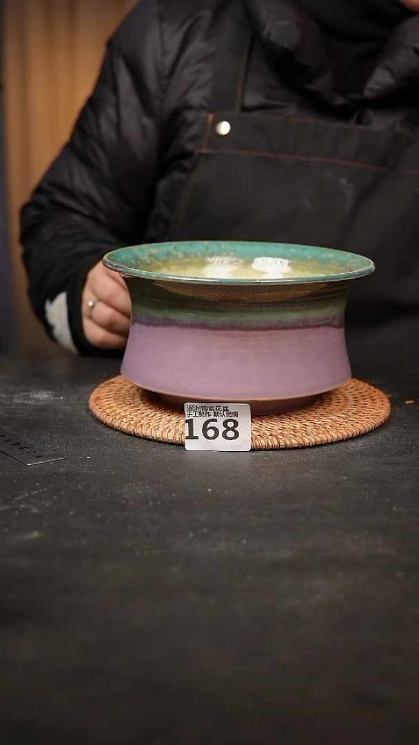 【闪购商品】瓷片168泥泥手工花盆口16高10