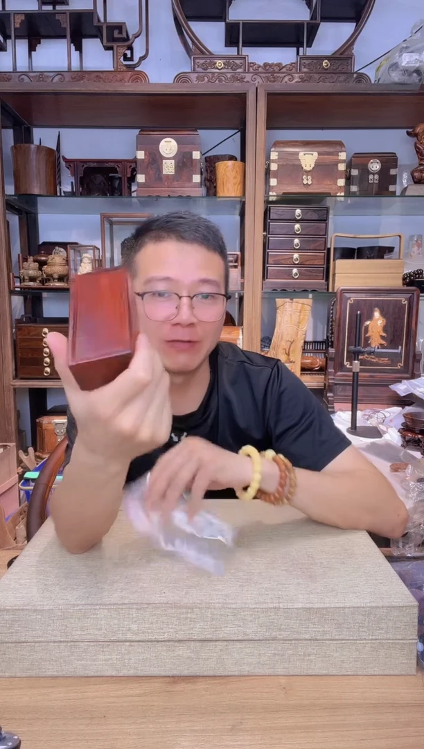 乌木类书架669小叶紫檀抽拉盒12*5.5*3.5