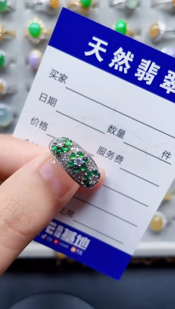 翡翠戒指银S925镶嵌25