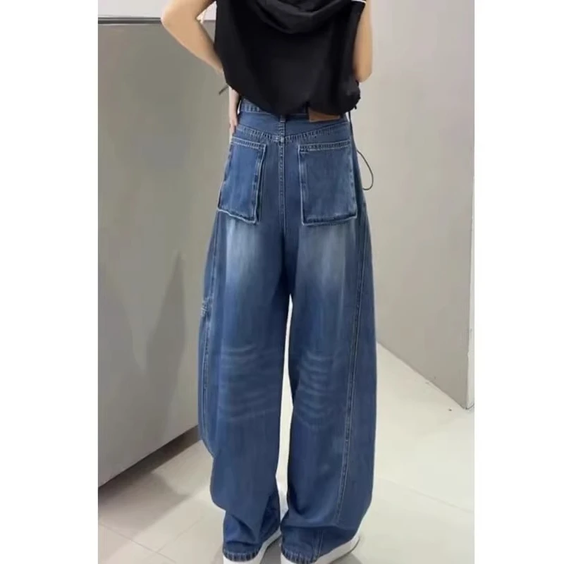 阔腿裤牛仔裤子女春季新款萝卜裤胖mm显瘦大码弯刀裤香蕉裤镰刀裤