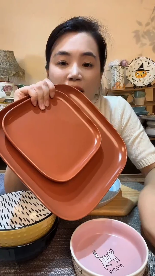 瓷片大小方盘2件 微瑕介意勿拍