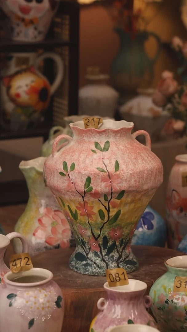 陶瓷317景德镇设计师手作花器摆件侘寂风