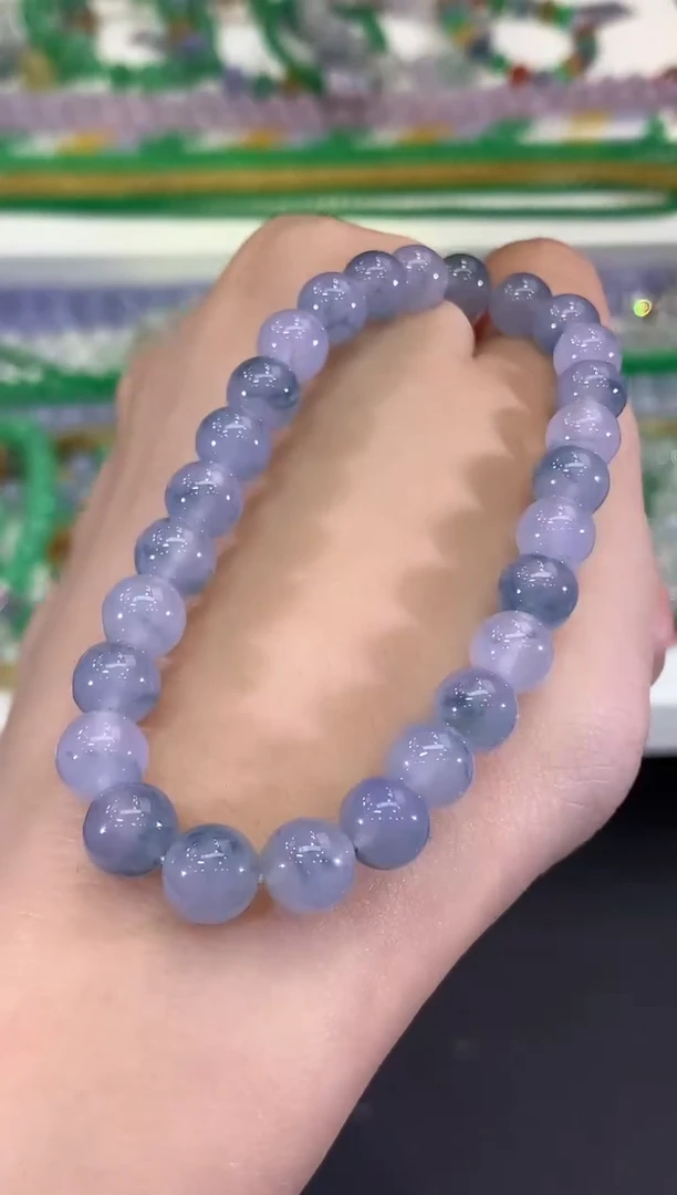 未镶嵌手串翡翠C154 紫货有色差