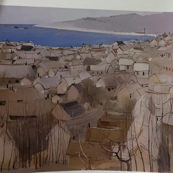 复刻版画吴冠中-37*50-滨海渔村