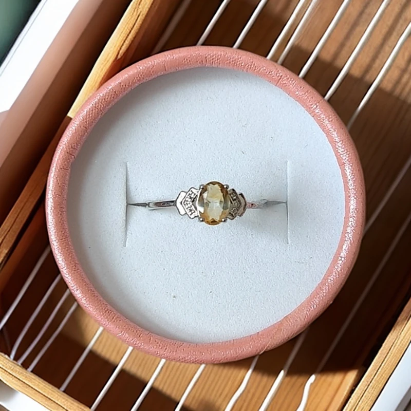 精品黄水晶切割面戒指