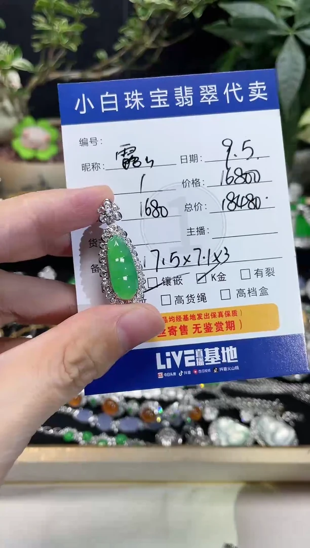 吊坠(不含链)18K金镶嵌翡翠露*吊坠