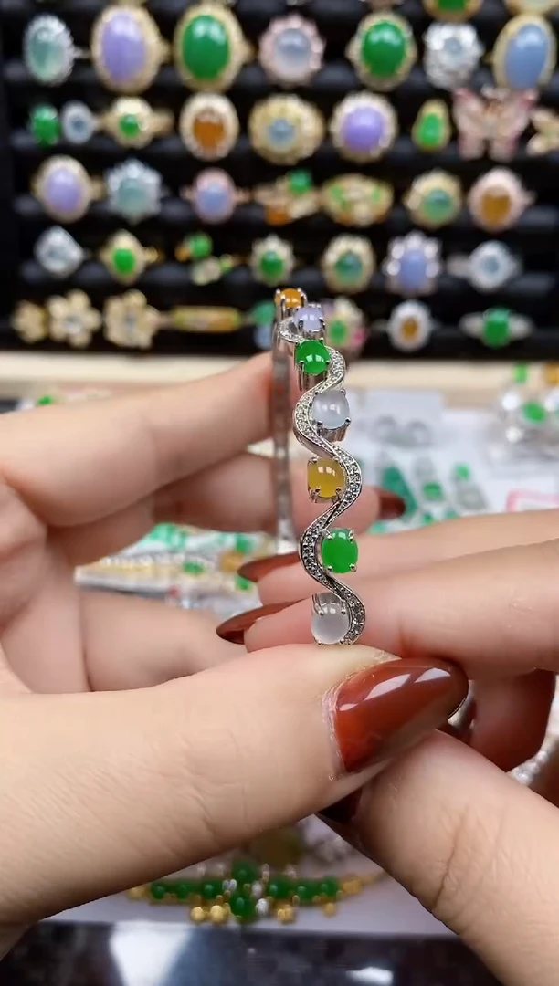 银S925镶嵌戒指翡翠4555