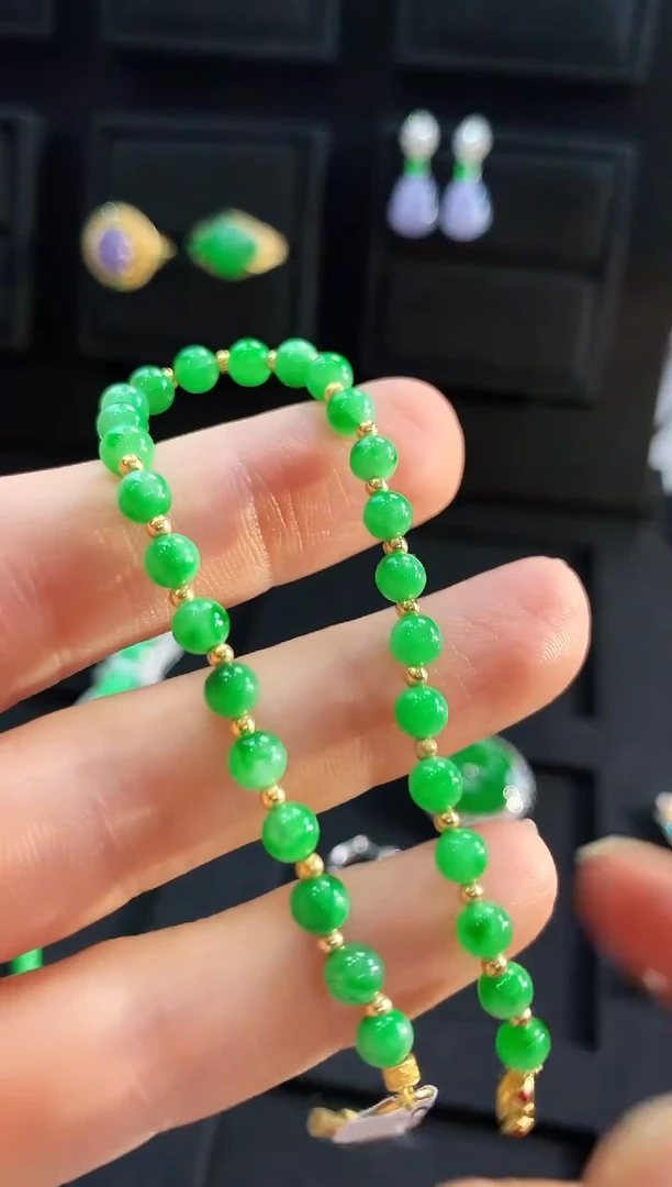 【闪购商品】翡翠手链18K金镶嵌手链