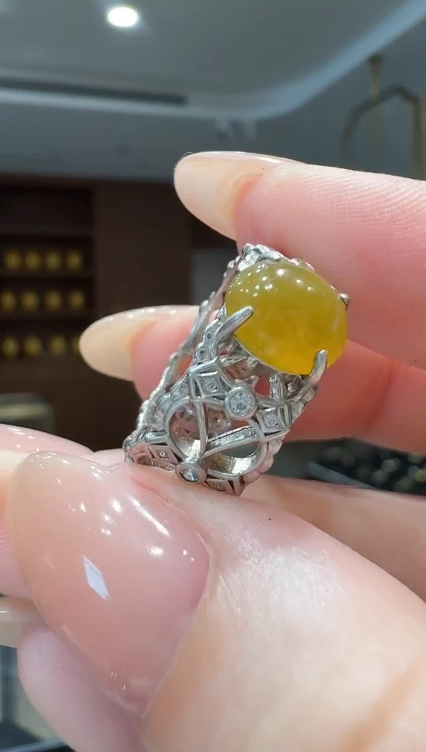 银S925镶嵌戒指翡翠银镶