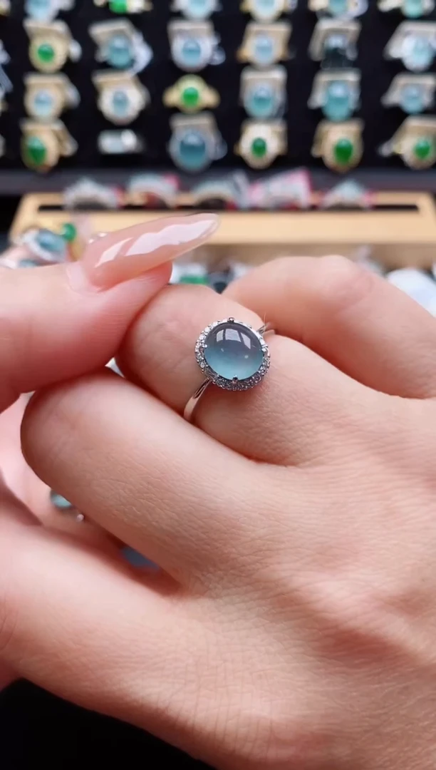 银S925镶嵌戒指翡翠1