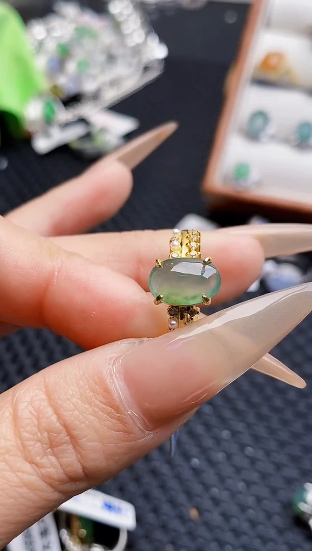 银S925镶嵌戒指翡翠8538