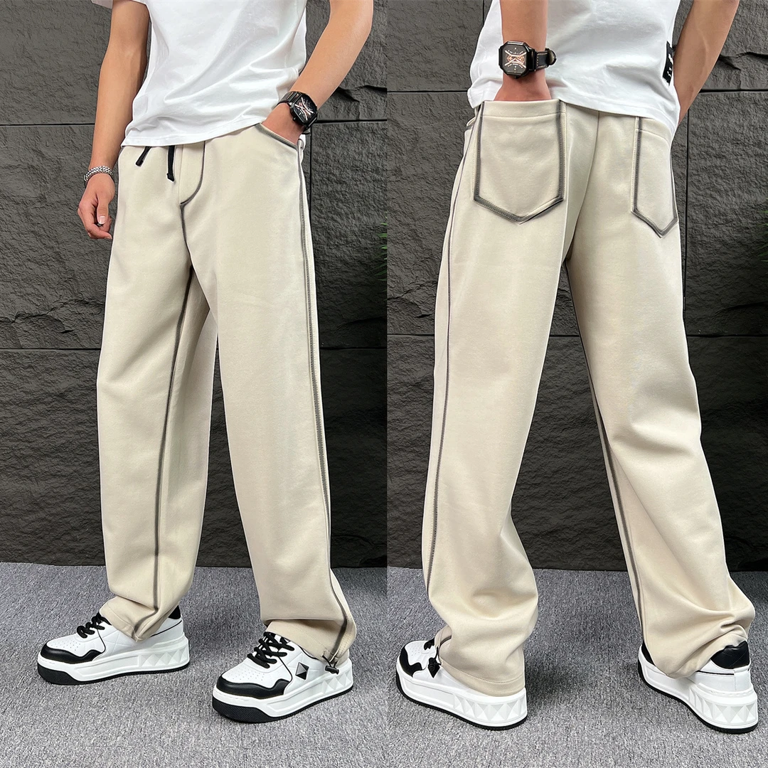 潮牌卫裤2025春季新款男微喇休闲裤高端时尚直筒裤宽松垂感哈伦裤