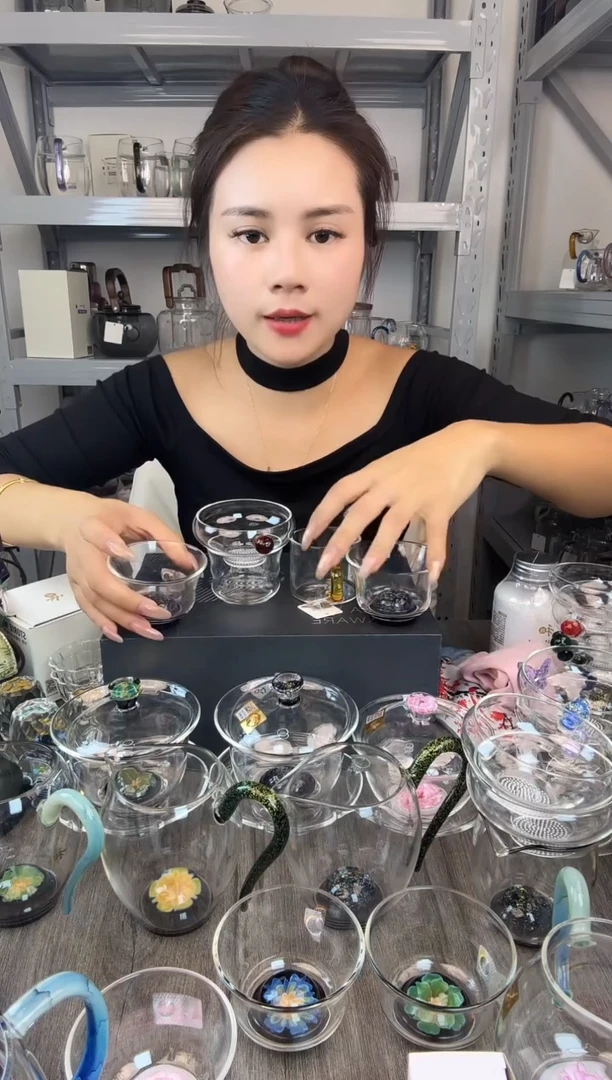 水晶玻璃无盖款晴***天禾器 奉珠茶漏琥珀色 普通盒