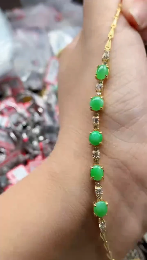 银S925镶嵌戒指翡翠天然A货缅甸翡翠