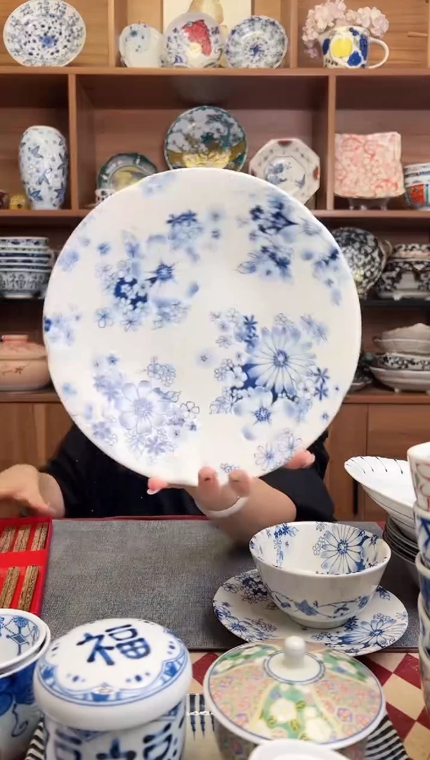 瓷片有古窑花集22cm深盘