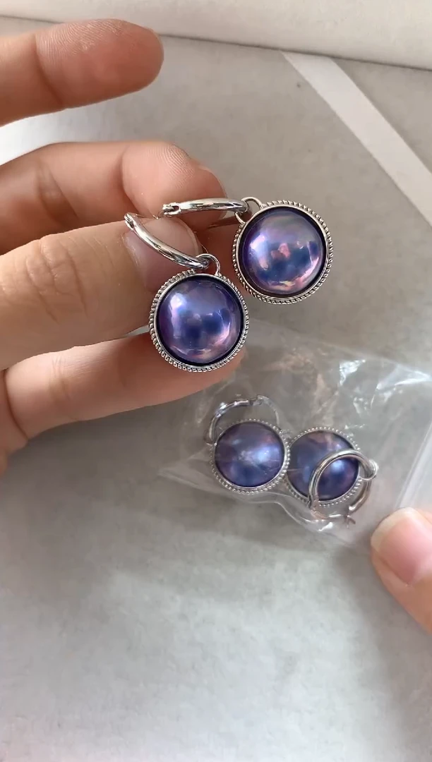 耳饰拼合珍珠（马贝珠）银S925镶嵌多样性发其一