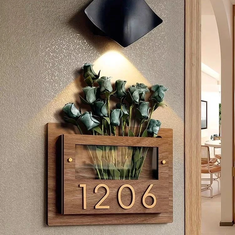 轻奢创意定制家用插花门牌号码牌入户门装饰回家仪式感创意装饰