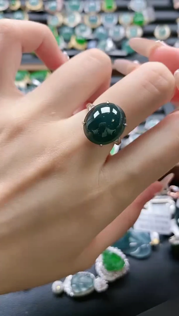 【闪购商品】翡翠戒指银S925镶嵌51511