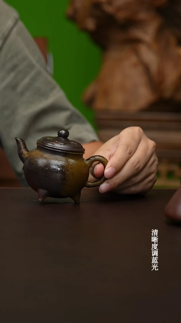茶壶紫砂宜兴原矿 深井紫泥 柴烧  三足大斌
