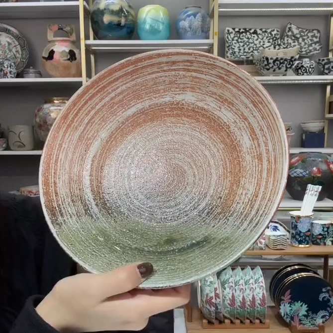 清货金【单支】日本进口美浓烧市原粗陶深盘23cm-大地