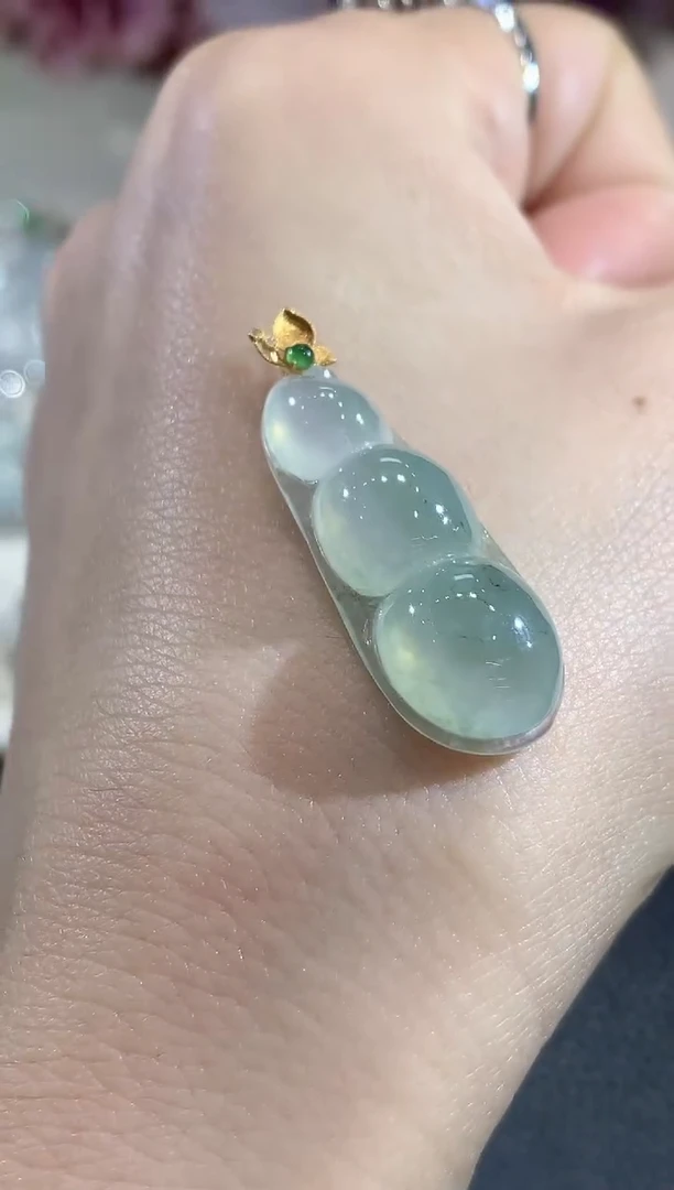 吊坠(不含链)18K金镶嵌翡翠a5