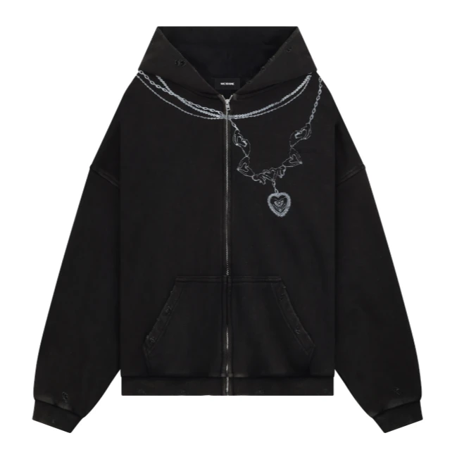 WE 11 DONE设计师品牌【output】 水洗做旧复古拉链帽衫