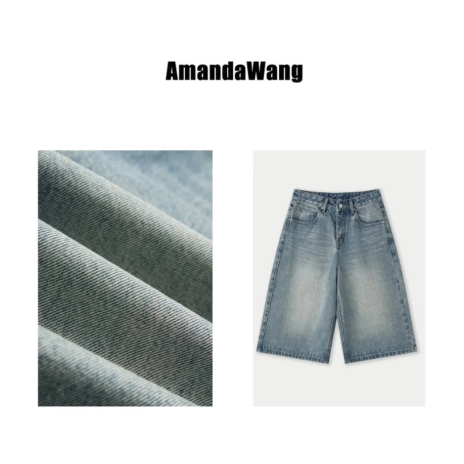 AmandaWang【休闲牛仔裤】B056-2674A 纯棉慵懒休闲百搭牛仔短裤