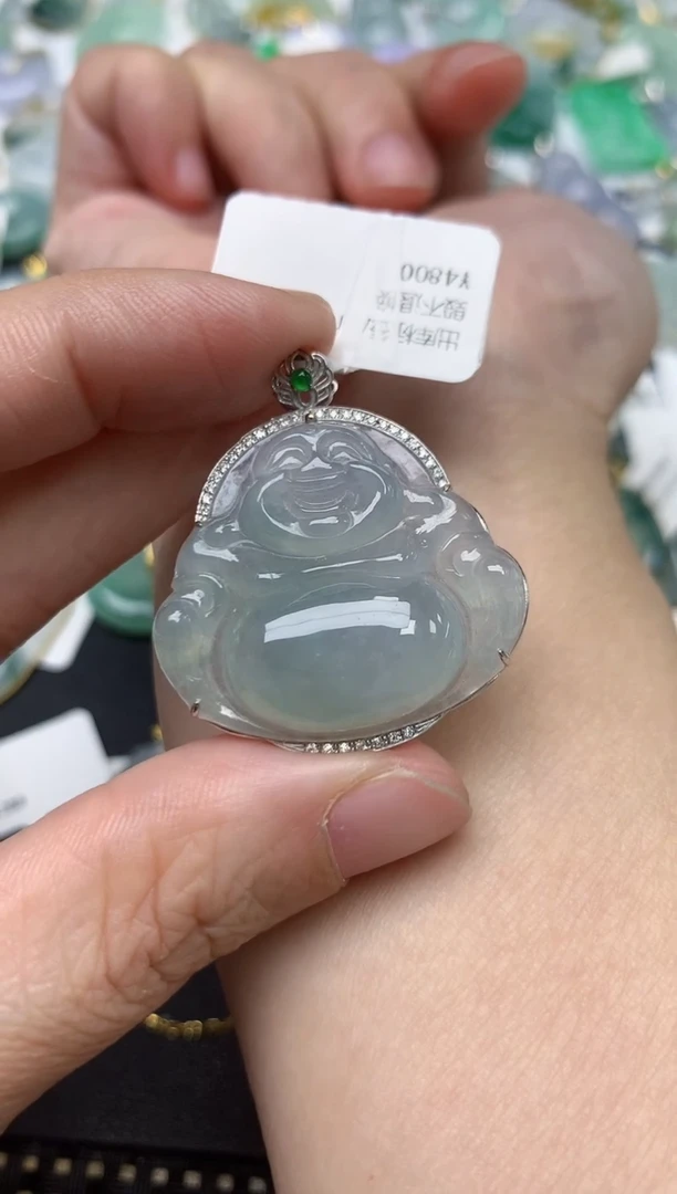 颈饰18K金镶嵌翡翠天然缅甸A货翡翠