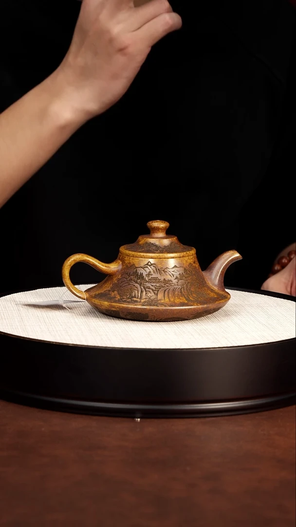 茶壶紫砂宜兴紫砂 山水云炉龙骨金砂 李志刚