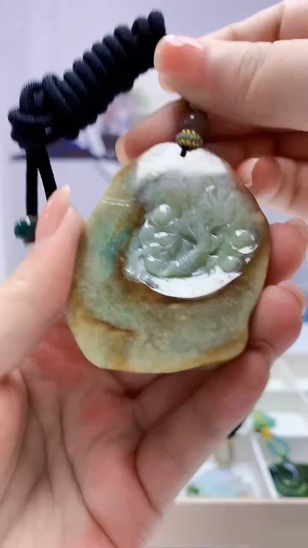 【闪购商品】定制翡翠未镶嵌5028ms-毛货56荷叶鱼