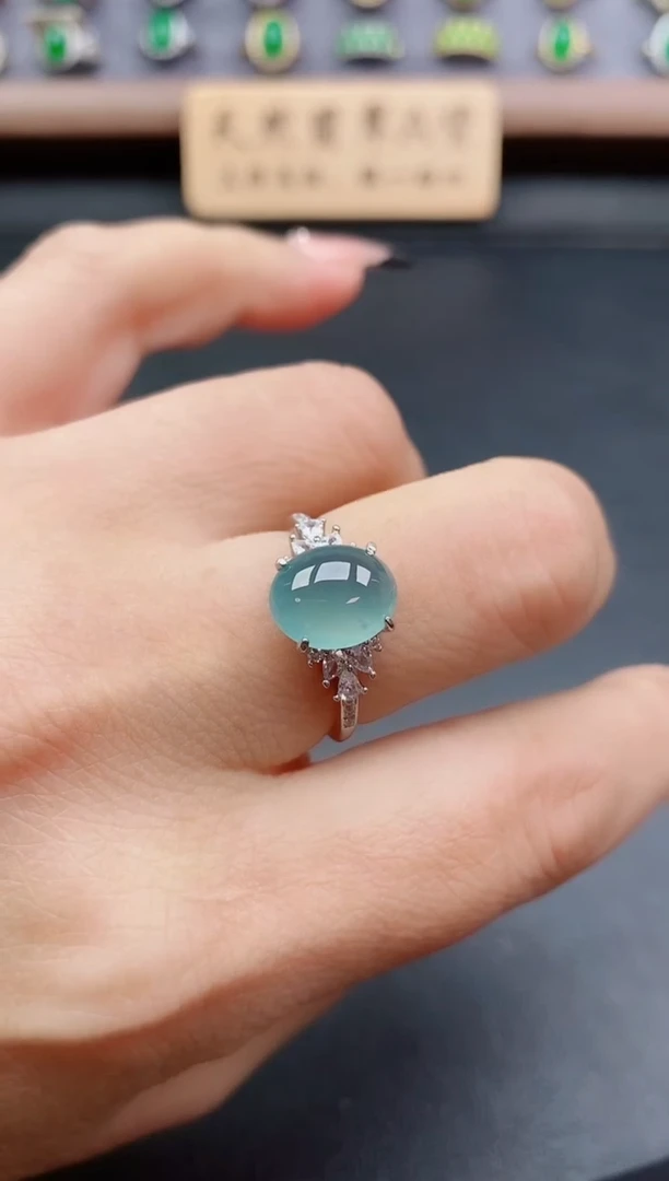 银S925镶嵌戒指翡翠1