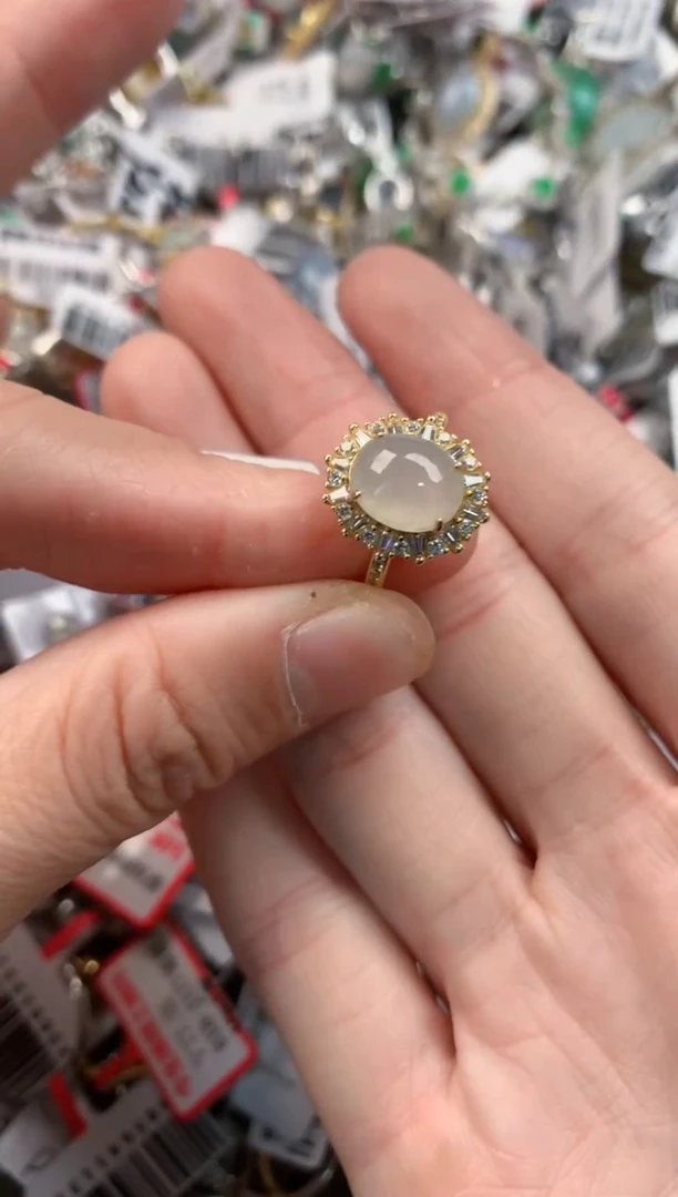 银S925镶嵌戒指翡翠222           7