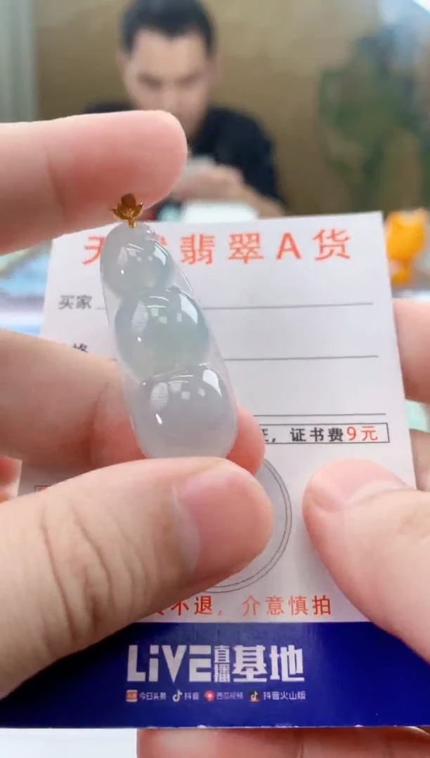 颈饰18K金镶嵌翡翠天然A货翡翠挂件