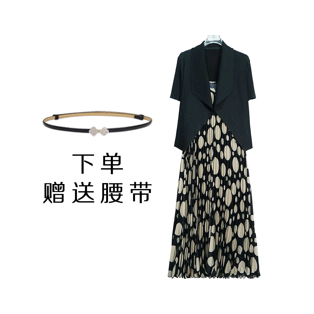 【赠腰带】X8113【上新】夏季黑色港式复古气质显瘦连衣裙