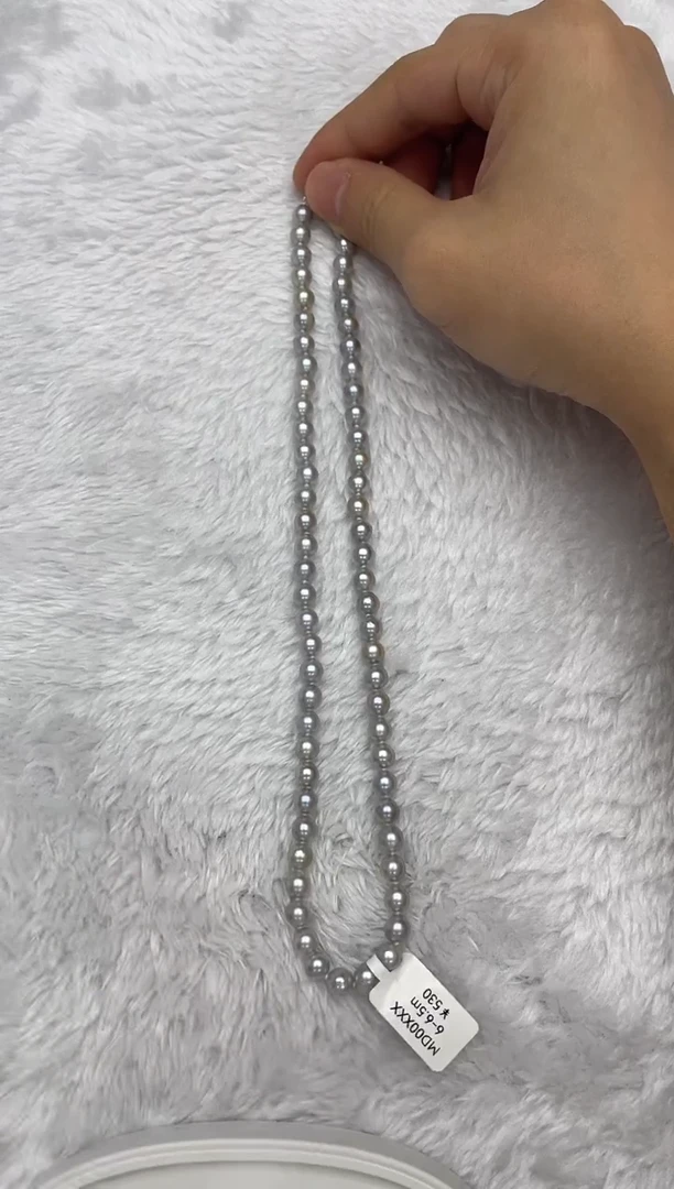 项链银S925镶嵌海水珍珠AK真多麻6-6.5mm