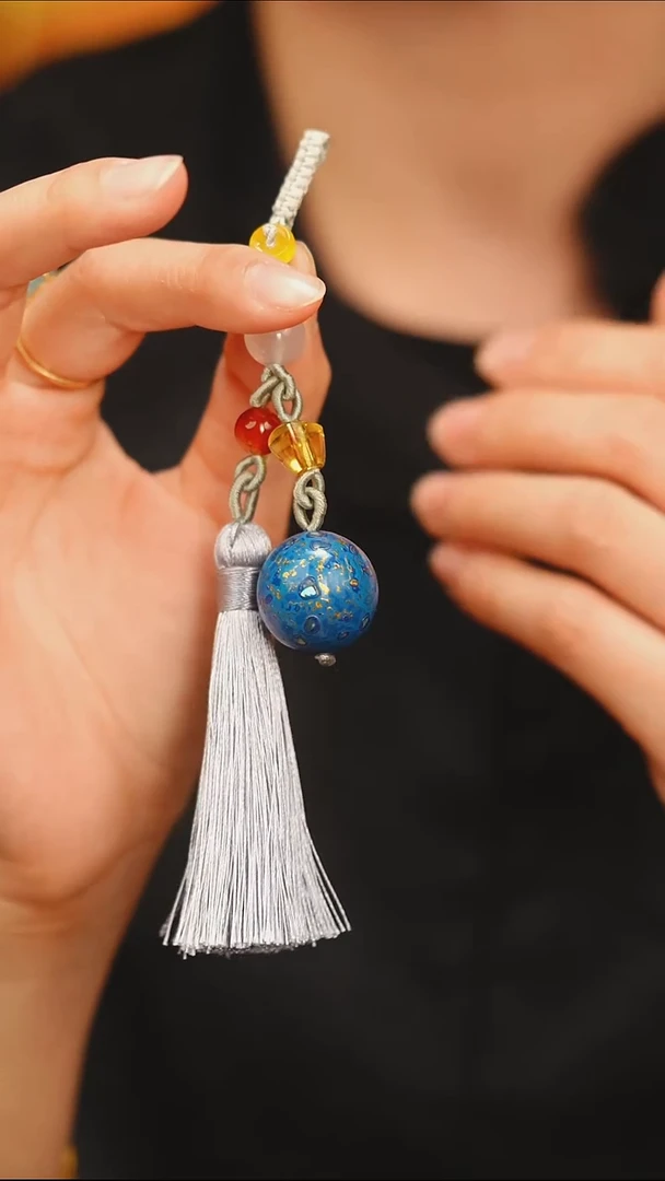 @2.0设计款碎螺钿镶嵌蓝金漆珠@非遗大漆