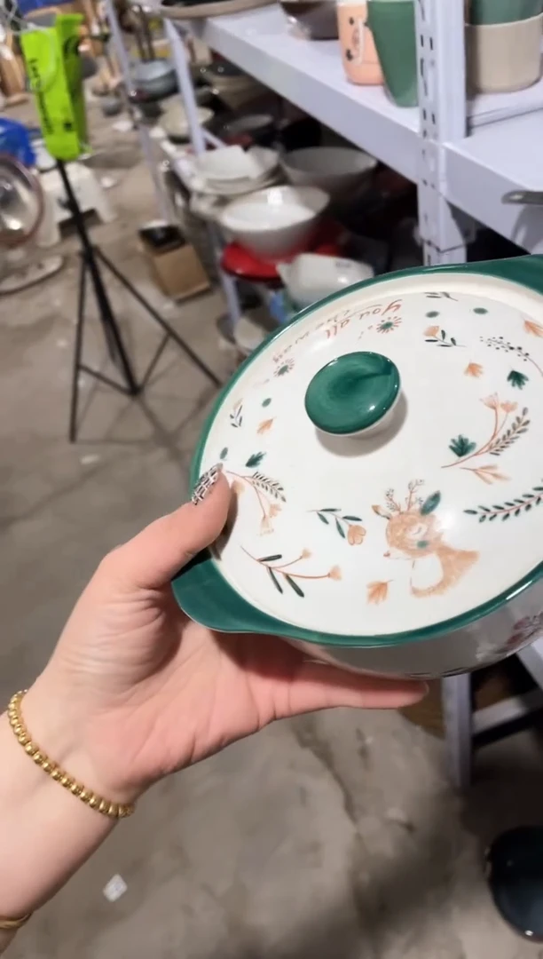 【闪购商品】碗微瑕（1件套）麋鹿带盖双碗