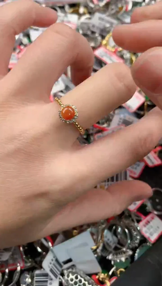 银S925镶嵌戒指翡翠444           5