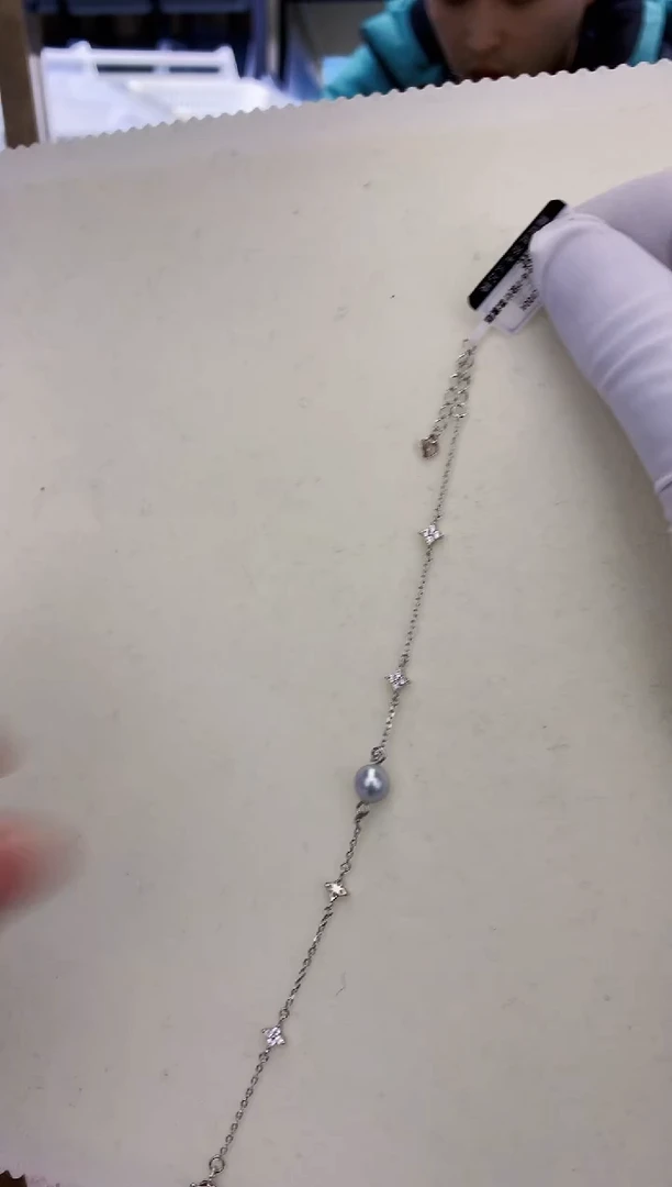 银S925镶嵌饰品海水珍珠真多麻色设计款手链