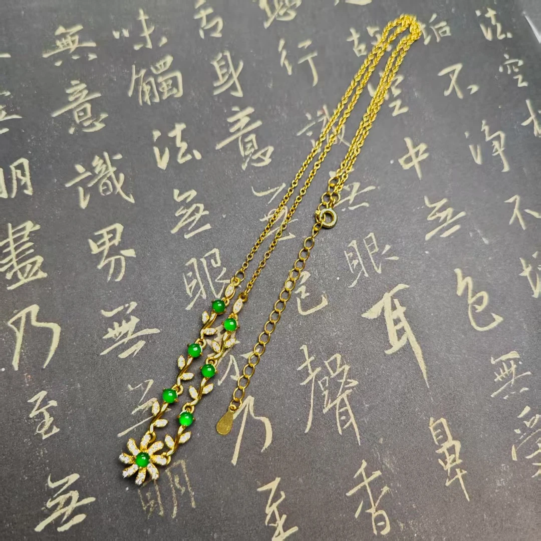 【小雏菊】天然A货翡翠小雏菊时尚百搭气质项链可调节爆款