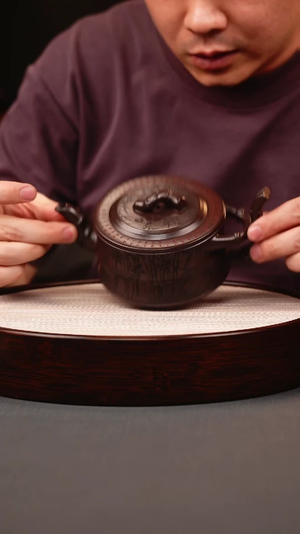 茶壶紫砂紫泥竹节