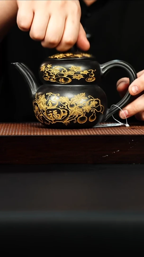 茶壶紫砂宜兴紫砂 葫芦 石黄 高艳h385