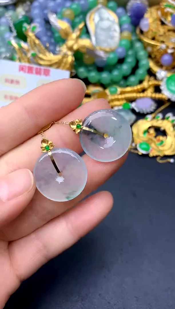 18K金镶嵌翡翠耳饰178-中国好珍宝