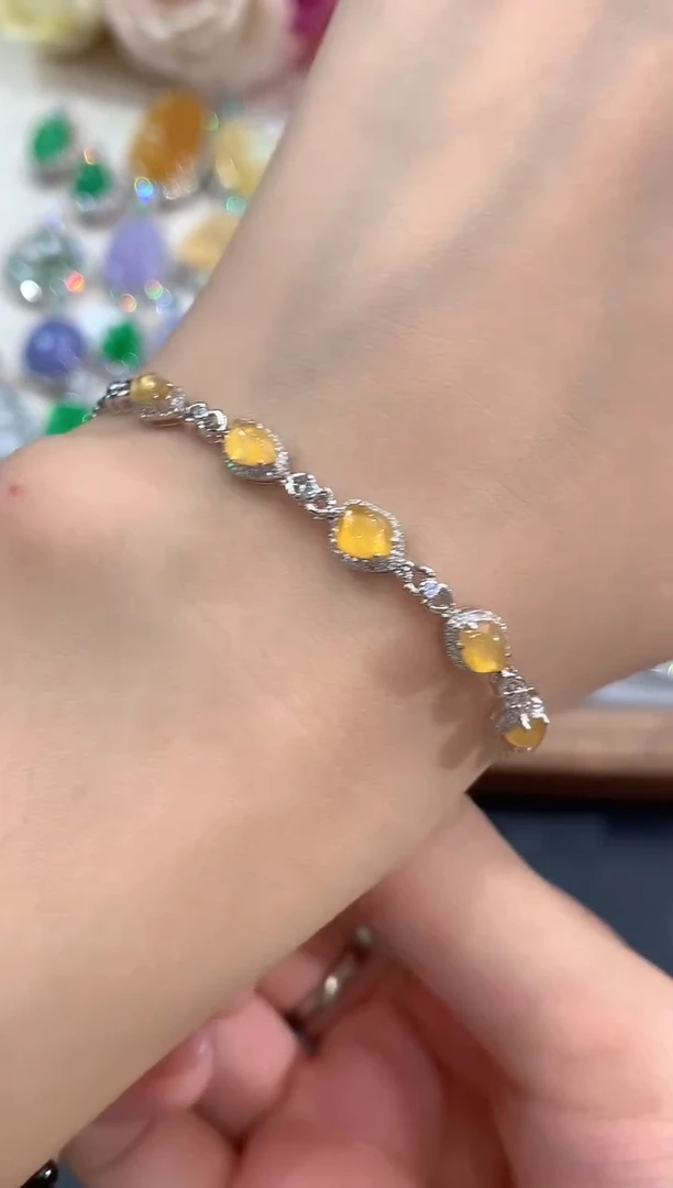 18K金镶嵌手链翡翠a119