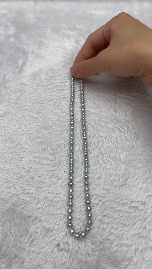 项链银S925镶嵌海水珍珠AK真多麻6-6.5mm