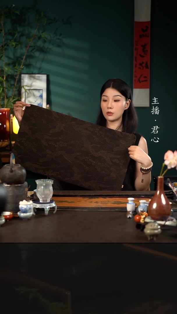 68*38陶瓷周边慢蓝茶席鹤鸣九皋