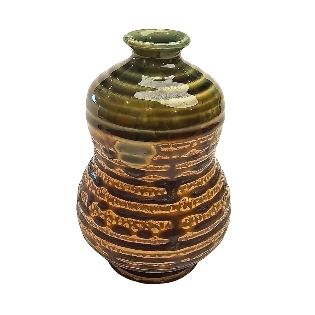 【有田烧】 棕纹葫芦瓶 日本名窑 手工陶瓷