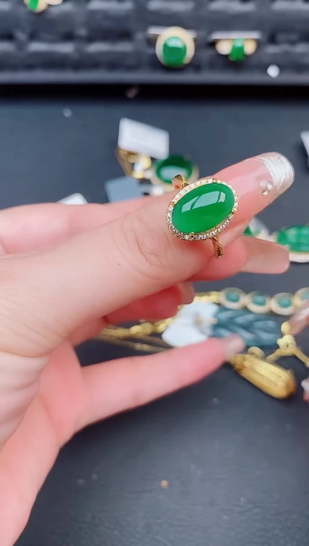 翡翠戒指银S925镶嵌天然a货翡翠552