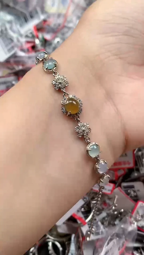 银S925镶嵌戒指翡翠天然A货缅甸翡翠